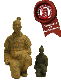 A Pair Of Terracotta Kneeling Warriors - Large + Small